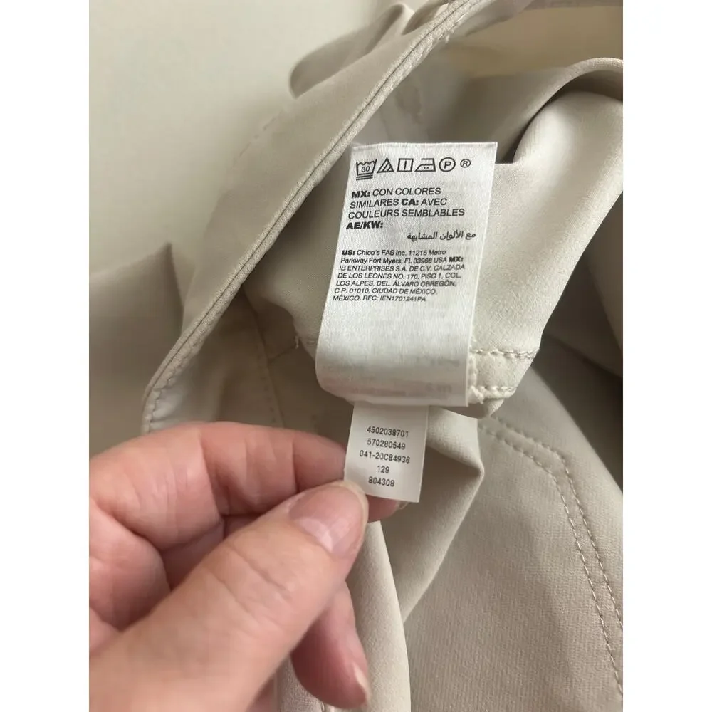 Chico’s Off White Dress Pants Trousers Straight Leg Size 14R
